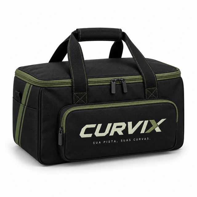 Bolsa de transporte, brinde físico Curvix — imagem ilustrativa